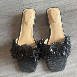 Bandolino Black Floral Embellished Sandals